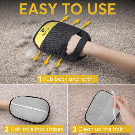 2 Pack Pet Hair Removal Glove for Dogs & Cats - Reusable Electrostatic Magic Brush Glove - Black
