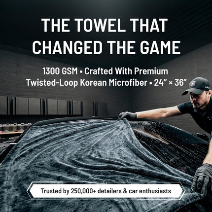 24" x 36" Twisted-Loop Microfiber Car Drying Towel, 1300GSM