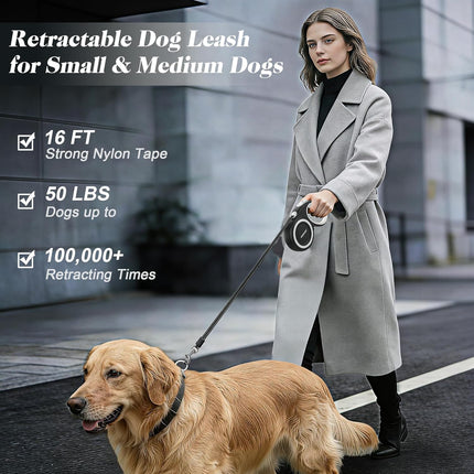 Retractable Dog Leash with Stainless Steel Anti-Chew Cable