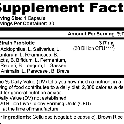 USA CALI Probiotic 20B CFU for Gut & Immune Support