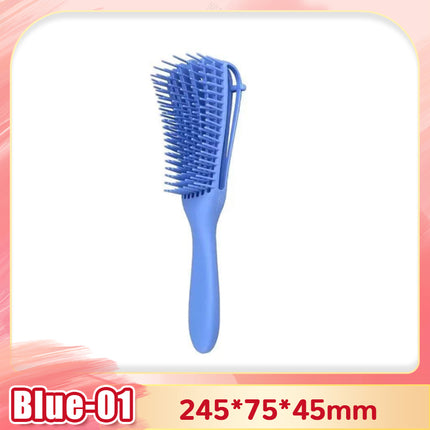 Hair detangling brush product packaging and full brush set overview