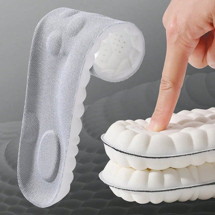 Shock absorbing shoe inserts packaging showing product features and size options