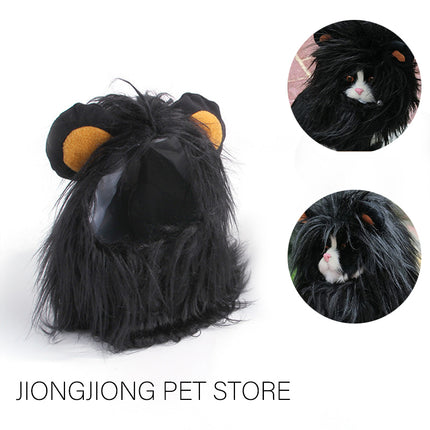 Multiple pets wearing USA CALI funny lion mane costume for cats and dogs