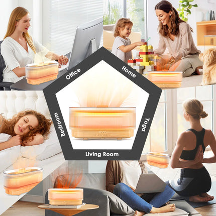 Air Flame Humidifier glowing flame effect at night ambient lighting