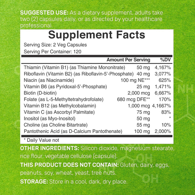 Bioactive B Complex - supplement facts label